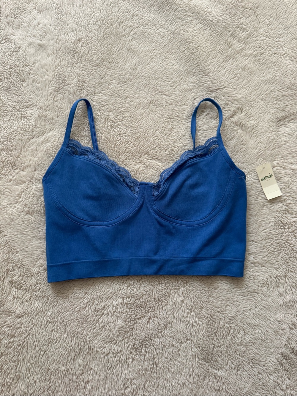 Aerie lace blue lace trim top